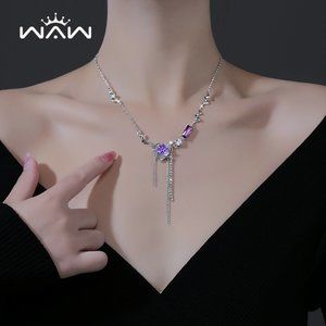Purple Tassel Zircon Necklace